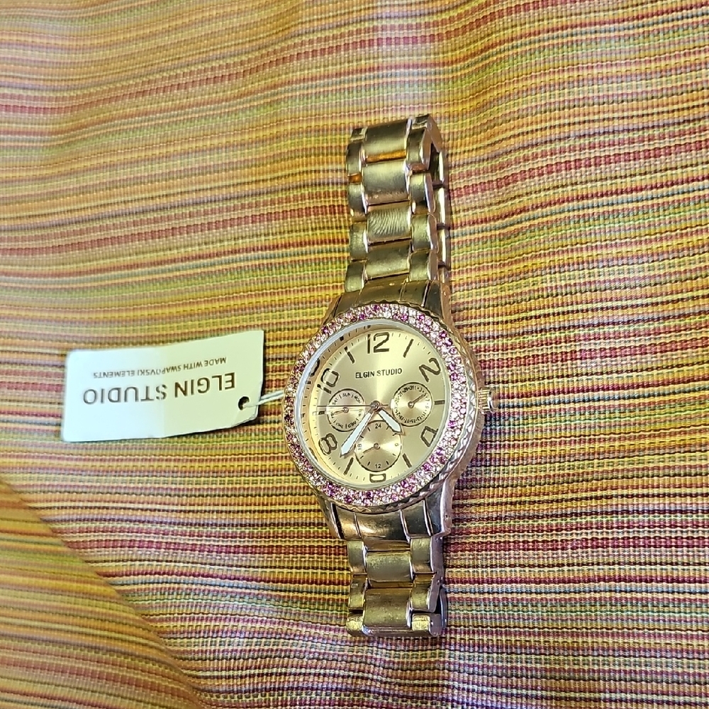 Silver and Pink Women's Watch